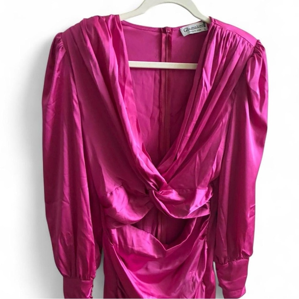 Vibrant Pink Draped Dress - Picture 6 of 6